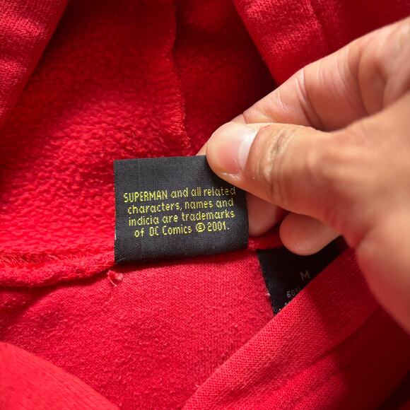 vintage 2001 superman flames hoodie women's medium y2k dc comics superhero - Picture 4 of 6